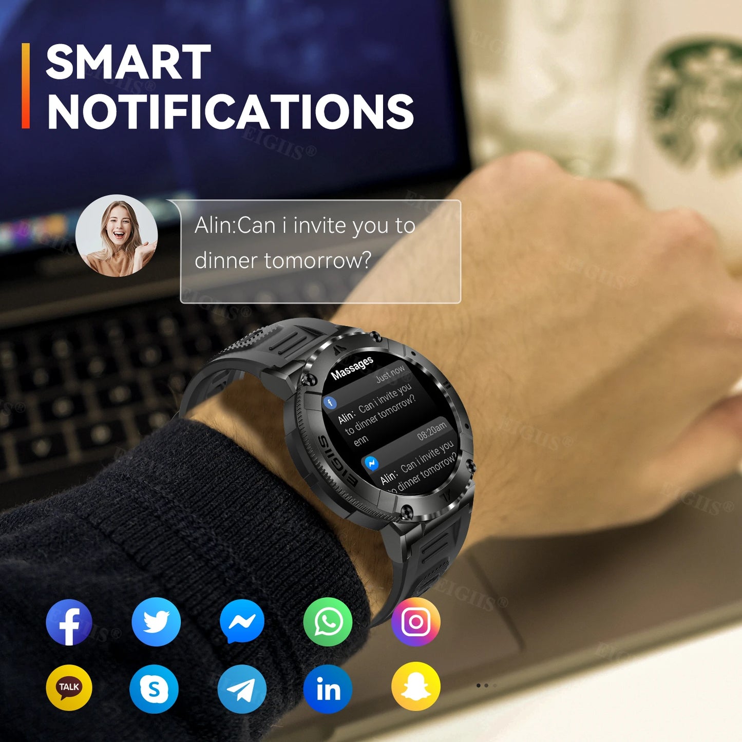 LaNikar Smart Watch Men TFT Display Bluetooth Blood Pressure Health