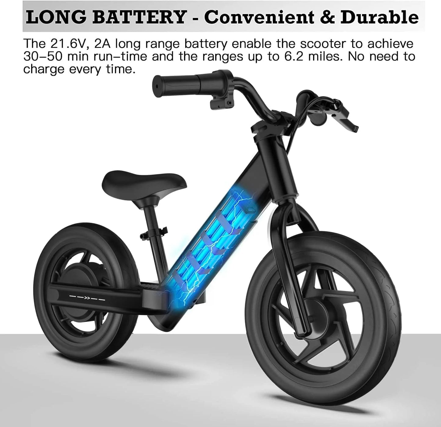 Hiboy 12 Inch Tires, 150W Peak Motor, 21.6V/2.6Ah Battery,  Electric Balance Bike for Kids Ages 3-5