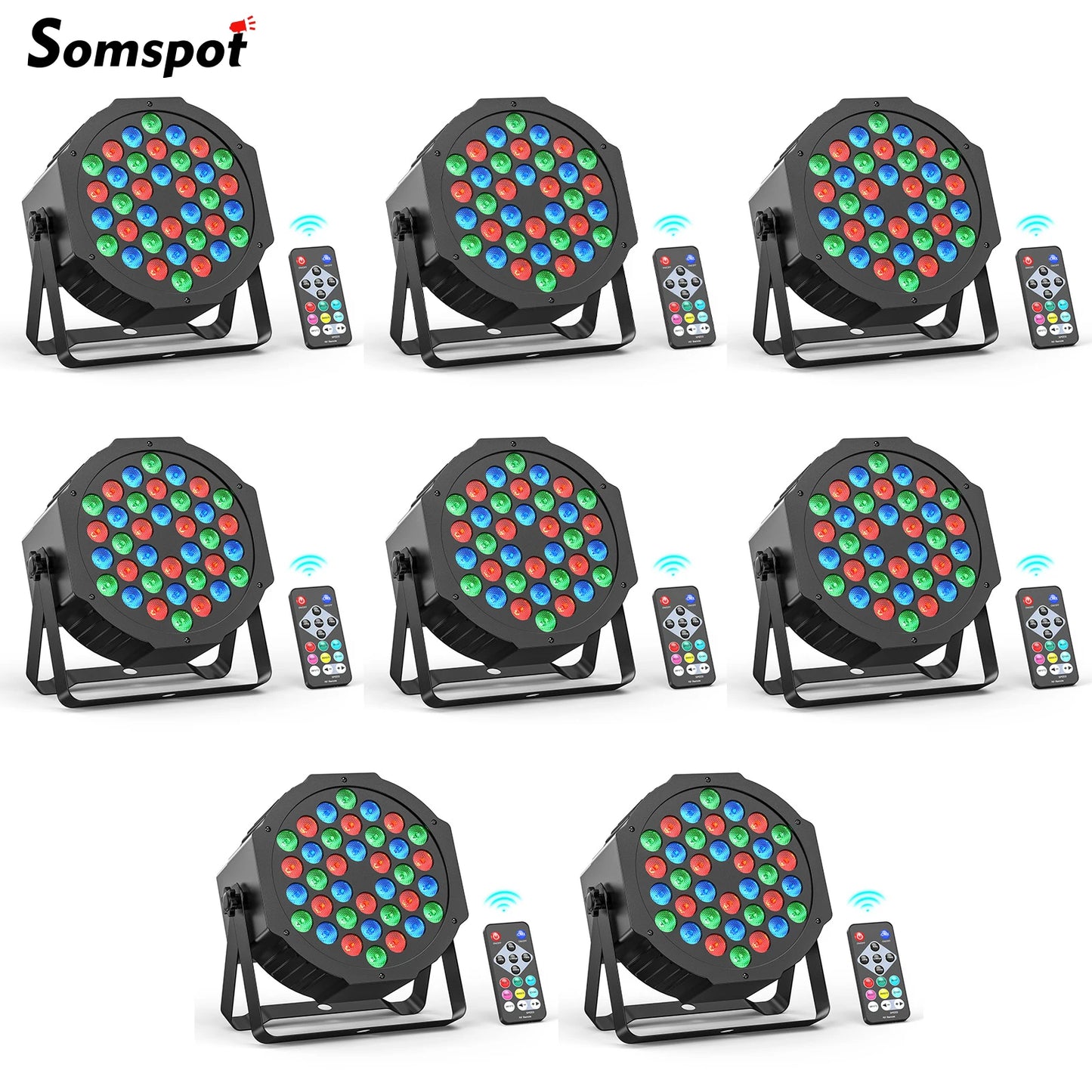 Somspot 4/8PCS 36LEDs RGB Par Lights Remote & DMX Control Stage Light Effect Projector for Church Wedding Party Club Music Live
